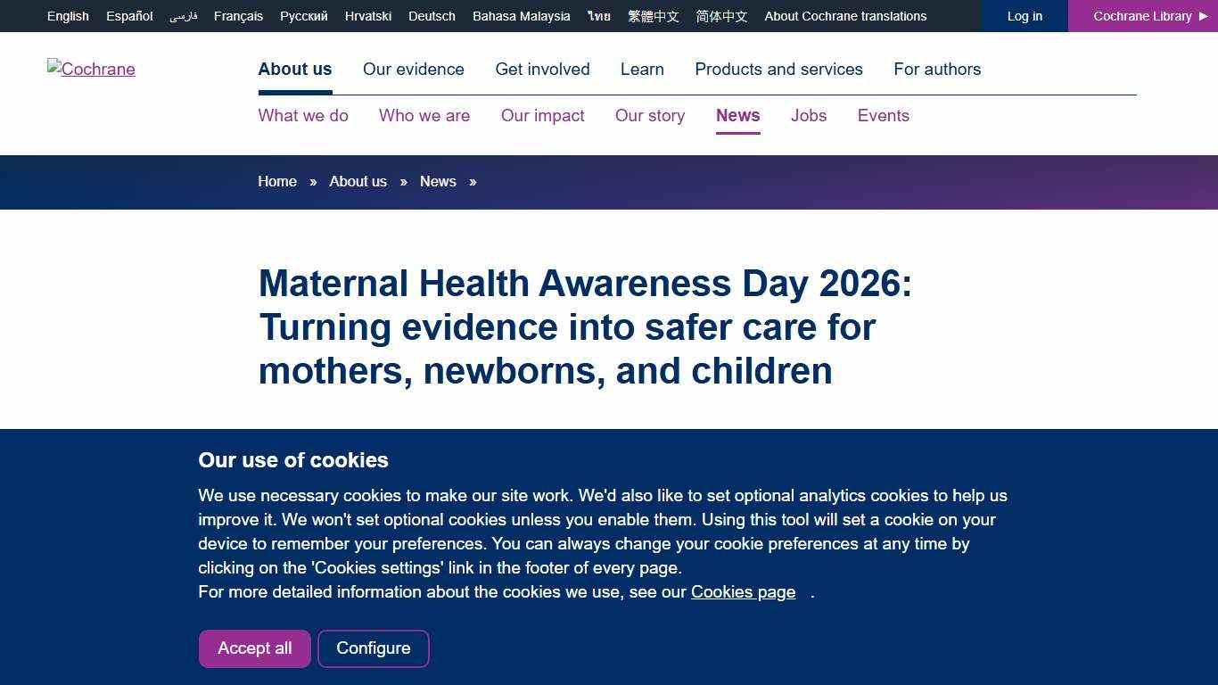 Maternal Health Awareness Day 2026: Turning evidence into safer care for mothers, newborns, and children Cochrane